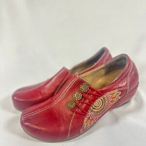Spring Step l'artiste Agacia deep red leather slip-on womans sz 40